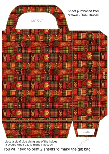 Red green and gold Christmas gift bag 6
