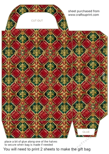 Red green and gold Christmas gift bag 9