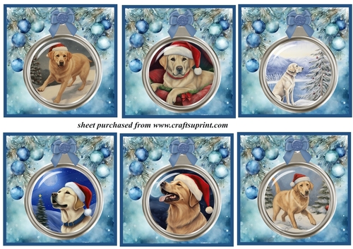 6 Christmas Labrador bauble toppers 1