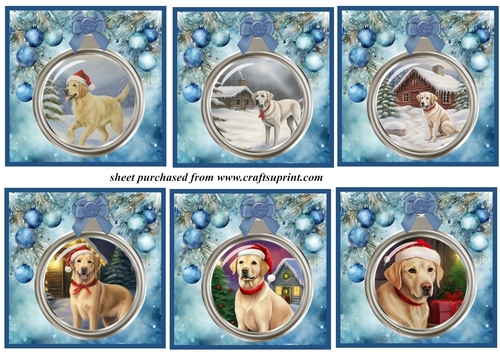 6 Christmas Labrador bauble toppers 2