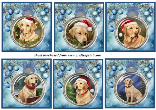 6 Christmas Labrador bauble toppers 4