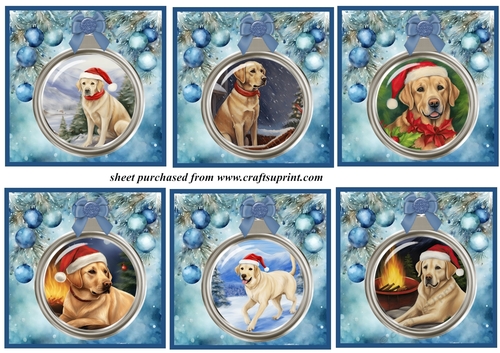 6 Christmas Labrador bauble toppers 5