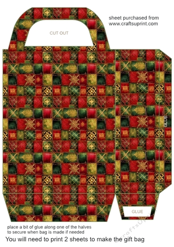 Red green and gold Christmas gift bag 11