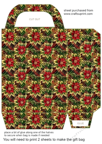 Red green and gold Christmas gift bag 12