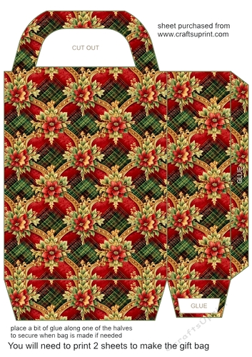 Red green and gold Christmas gift bag 13