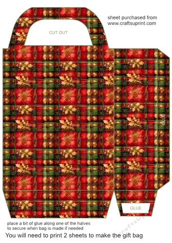 Red green and gold Christmas gift bag 14