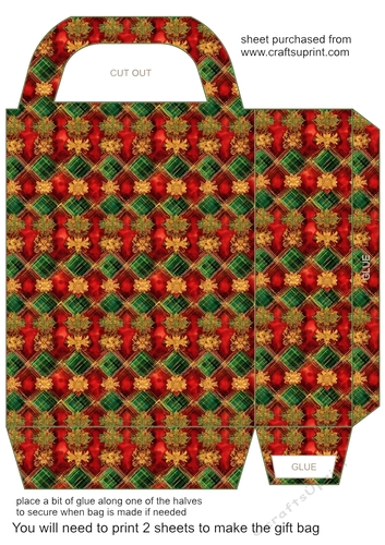 Red green and gold Christmas gift bag 15