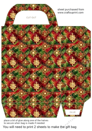Red green and gold Christmas gift bag 17