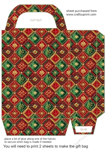 Red green and gold Christmas gift bag 18