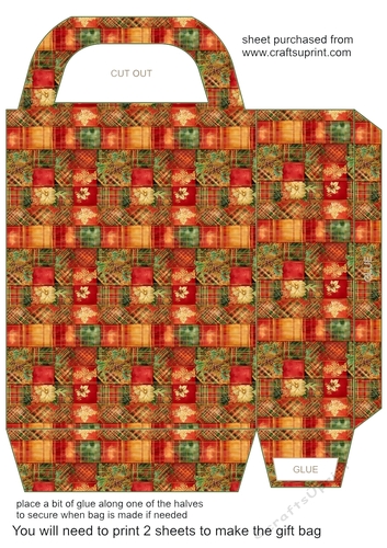 Red green and gold Christmas gift bag 19