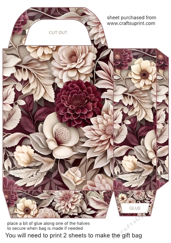 Burgundy and cream floral gift bag 10