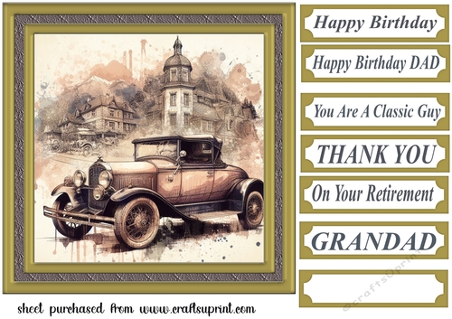 Framed vintage car card front 1