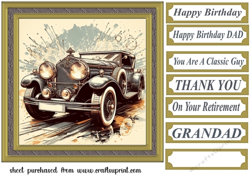 Framed vintage car card front 2