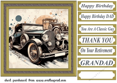 Framed vintage car card front 3