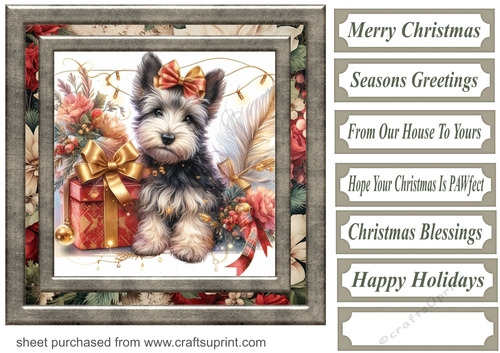 Christmas present pup card front 1