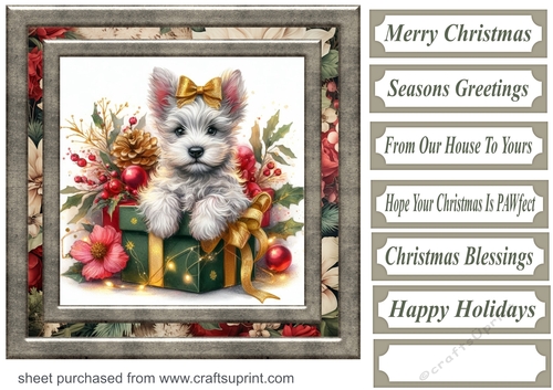 Christmas present pup card front 2
