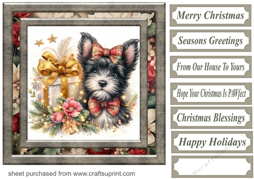 Christmas present pup card front 4