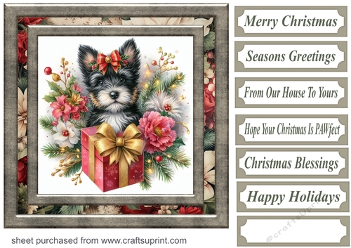 Christmas present pup card front 7