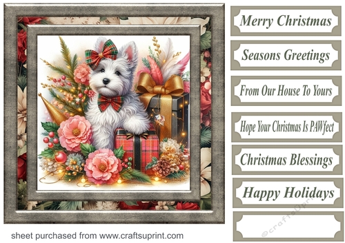 Christmas present pup card front 8