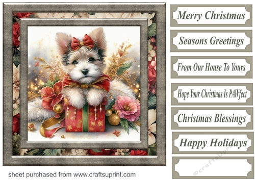 Christmas present pup card front 9