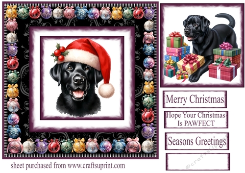 Bauble framed Christmas Labrador card front 1