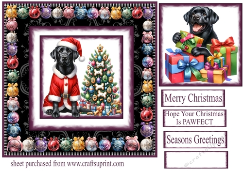 Bauble framed Christmas Labrador card front 2