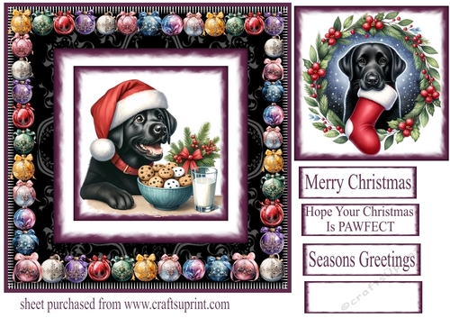 Bauble framed Christmas Labrador card front 3
