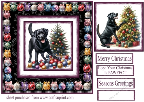 Bauble framed Christmas Labrador card front 4