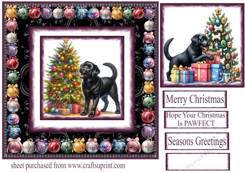 Bauble framed Christmas Labrador card front 5