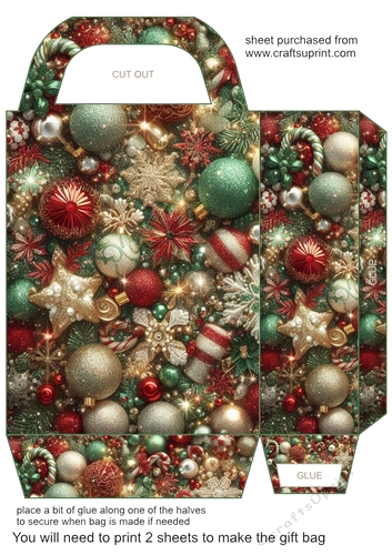 Green and red Christmas sparkle gift bag 2