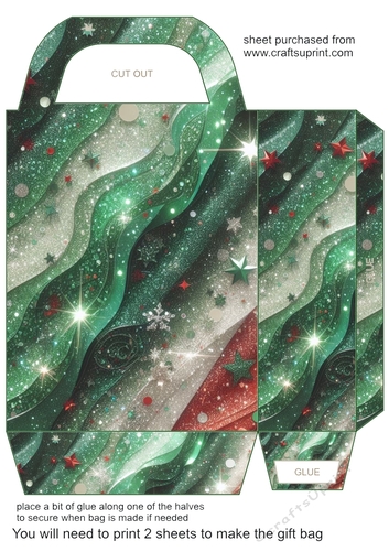 Green and red Christmas sparkle gift bag 3