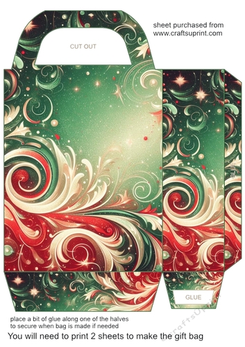 Green and red Christmas sparkle gift bag 4