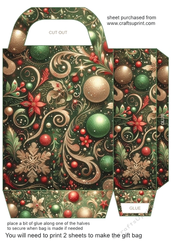 Green and red Christmas sparkle gift bag 5