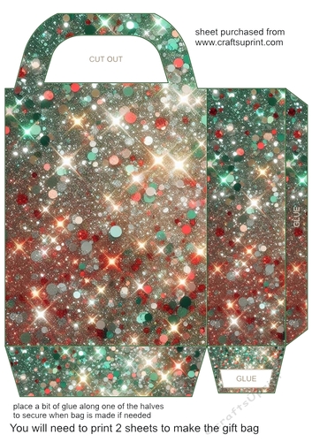 Green and red Christmas sparkle gift bag 6