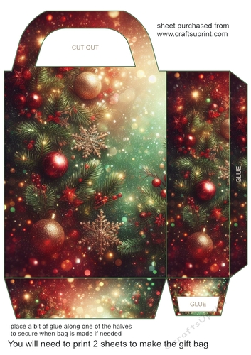 Green and red Christmas sparkle gift bag 7