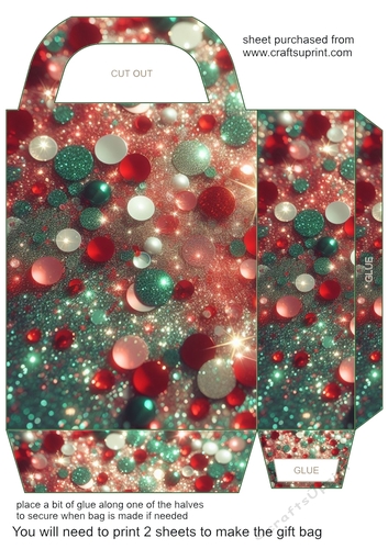 Green and red Christmas sparkle gift bag 10