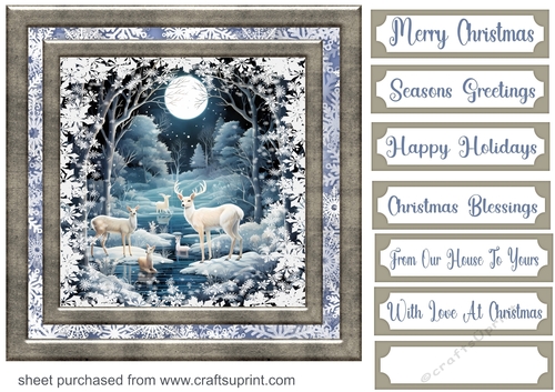 White Christmas forest animals card front 4