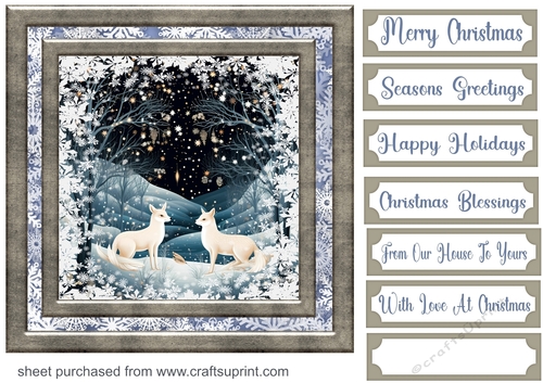 White Christmas forest animals card front 6