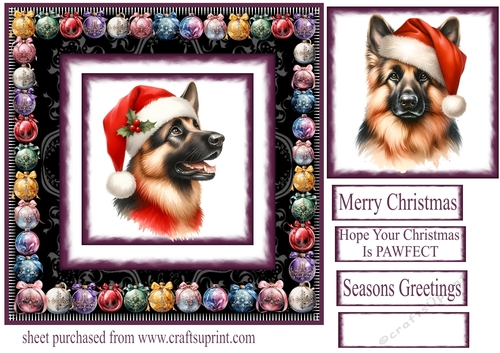 Bauble framed Christmas Shepherd card front 1