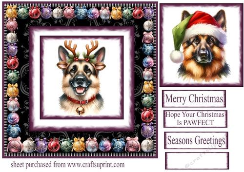 Bauble framed Christmas Shepherd card front 2