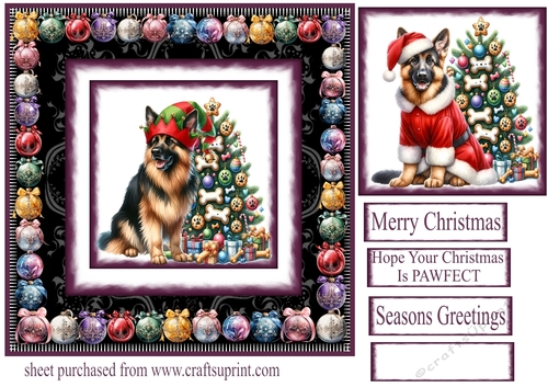 Bauble framed Christmas Shepherd card front 3