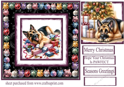 Bauble framed Christmas Shepherd card front 4