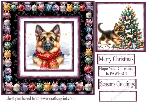 Bauble framed Christmas Shepherd card front 5