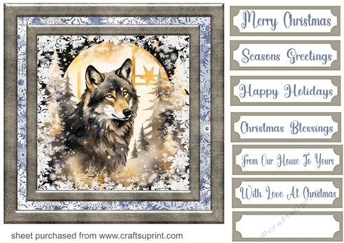 Christmas wolves in forest card front 2
