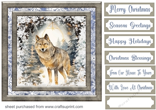 Christmas wolves in forest card front 3