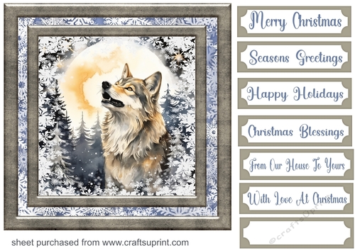 Christmas wolves in forest card front 5