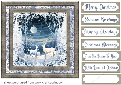 White Christmas forest animals card front 13