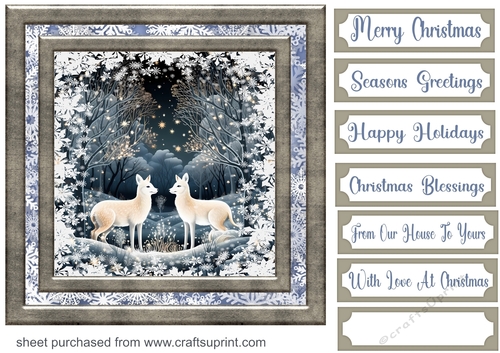 White Christmas forest animals card front 18