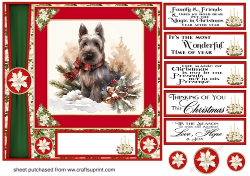 Red and green Christmas Scottie card front 4