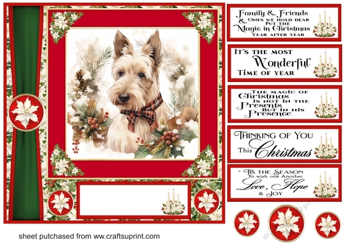 Red and green Christmas Scottie card front 5